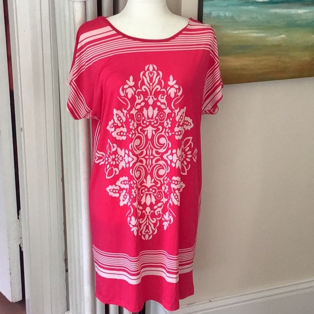 Pink and White Patterned Dress